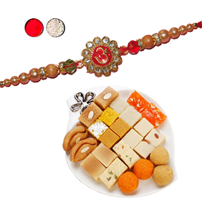 "Rakhi - ZR-5410 A-054 (Single Rakhi), 500gms of Assorted Sweets - Click here to View more details about this Product